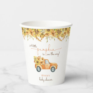 Pompoen minimalistisch modern Herfst Baby shower Papieren Bekers