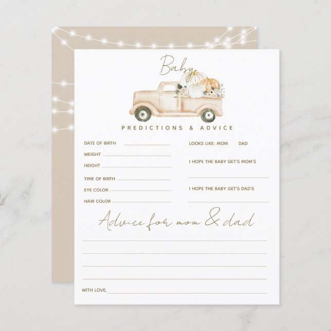 Pompoen Minimalistisch Modern Herfst Baby shower s (Voorkant / Achterkant)