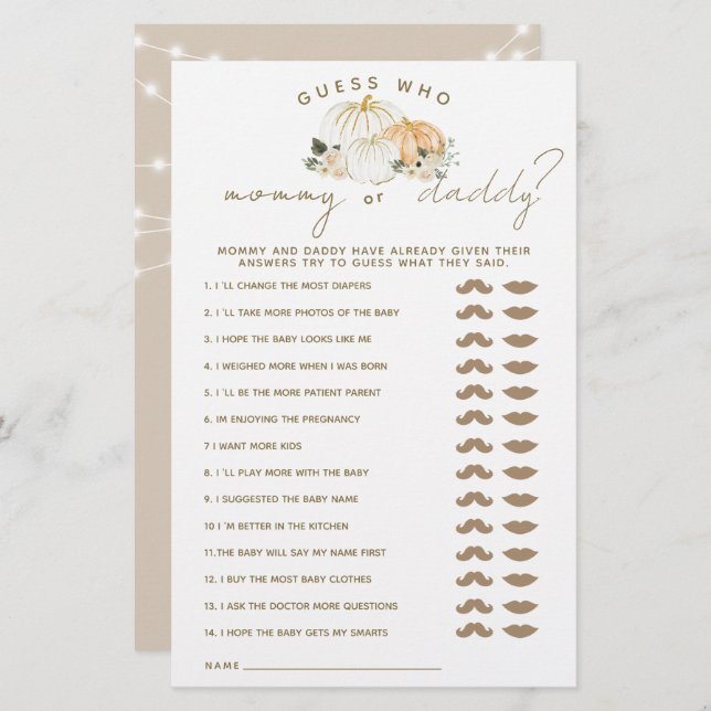 Pompoen Minimalistisch Modern Herfst Baby shower s (Voorkant / Achterkant)