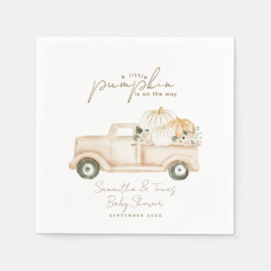 Pompoen minimalistisch modern Herfst Baby shower Servet (Voorkant)