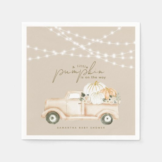 Pompoen minimalistisch modern Herfst Baby shower Servet (Voorkant)