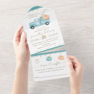 Pompoen Minimalistische Moderne Herfst Baby Jongen All In One Uitnodiging