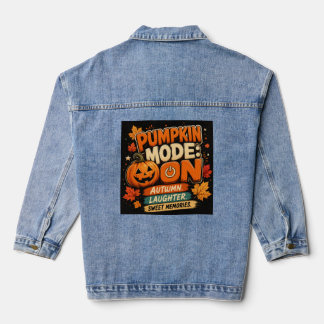 Pompoen Modus: AAN T-shirt | Grappige Halloween T- Denim Jacket