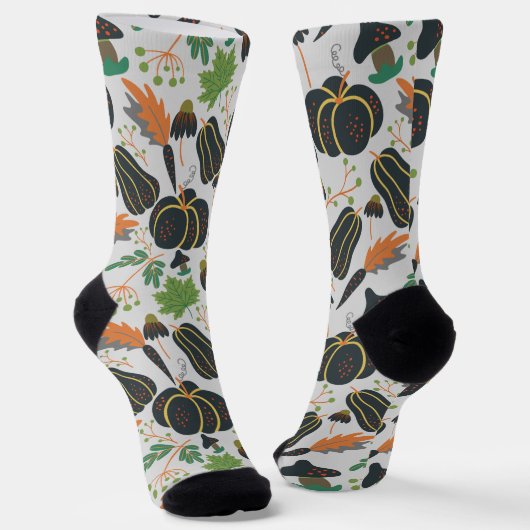 Pompoen naadloos roodzwart-wit wortel sokken (Gebogen)