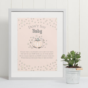 Pompoen Niet Zeggen Baby Shower Spel Poster