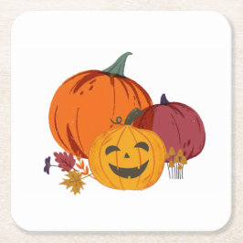 Pompoen om over te praten vierkante kartonnen onderzetter