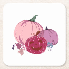 Pompoen om over te praten vierkante kartonnen onderzetter