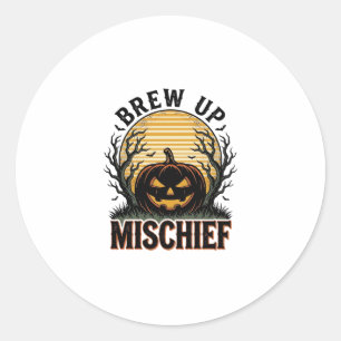 Pompoen Ondeugendheid Shirt Vintage Halloween Graf Ronde Sticker