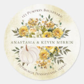 Pompoen Oogst Goud Retour Adres Envelope Seal Ronde Sticker (Voorkant)