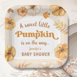 Pompoen op de weg Herfst Baby shower Retro  Papieren Bordje