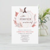 Pompoen op haar weg Herfst Waterverf Baby shower Kaart (Staand voorkant)