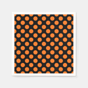 Pompoen op zwart groot formaat Polka Dots papier Servet