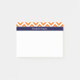 Pompoen Oranje Grote Chevron Marineblauw Naam Init Post-it® Notes