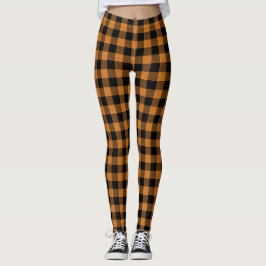 pompoen-oranje plaid leggings