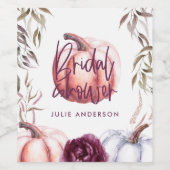 pompoen paarse bloem herfst bruidsdouche wijn etiket (Enkel label)