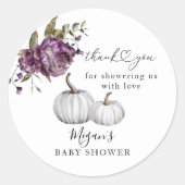 Pompoen Paarse Bloemen Baby shower Favor Ronde Sticker (Voorkant)