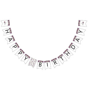 Pompoen Paarse Bloemen Happy Birthday Party Decor Vlaggetjes