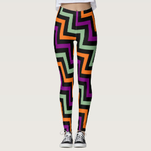 Pompoen, Paarse, groene en zwarte diagonale Chevro Leggings