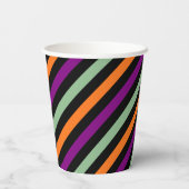 Pompoen, Paarse, groene en zwarte diagonale strepe Papieren Bekers (Achterkant)