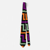 Pompoen, Paarse, groene en zwarte grote D. Chevron Stropdas (Voorkant)
