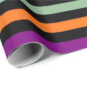 Pompoen, Paarse, groene en zwarte Horiz. Stripes Cadeaupapier (Rol Hoek)