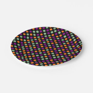 Pompoen, Paarse, groene en zwarte kleur Polka Dots Papieren Bordje