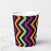 Pompoen, Paarse, groene en zwarte Vert. Chevron Papieren Bekers (Rechts)