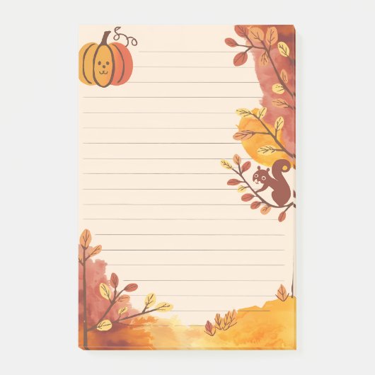 Pompoen Pals & Eekhoorn Krabbels Post-it® Notes (Voorkant)