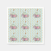 Pompoen pastel elegante herfst bloemig blauwgroen servet (Voorkant)