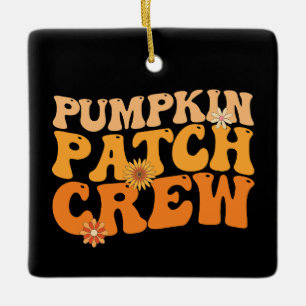 Pompoen Patch Crew Retro Groovy Herfst Herfst Keramisch Ornament