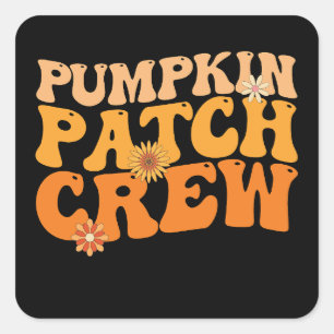 Pompoen Patch Crew Retro Groovy Herfst Herfst Vierkante Sticker