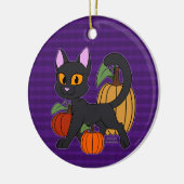 Pompoen Patch Kitty Kat Keramisch Ornament (Links)