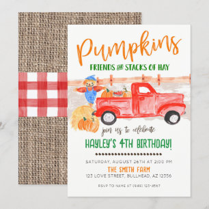 Pompoen Patch Vintage Truck Herfst Boer Uitnodigin Kaart
