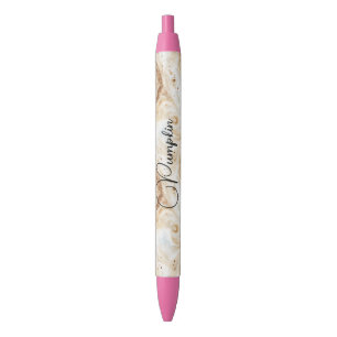 Pompoen Perzik Crème Latte Krullen Zwarte Inkt Pen