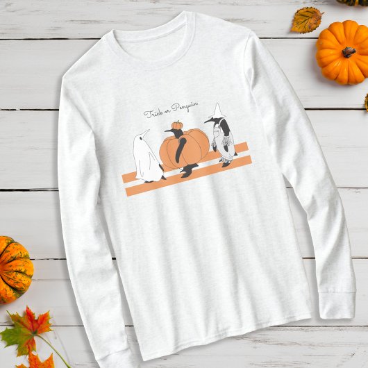 Pompoen Pinguïn Grappig Halloween Lange Mouw T-shirt