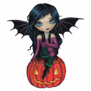 Pompoen Pixie Halloween Acryl Fotosculptuur Staand Fotobeeldje