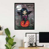 Pompoen Pixie Halloween Schattige Vampier Poster (Thuiskantoor)