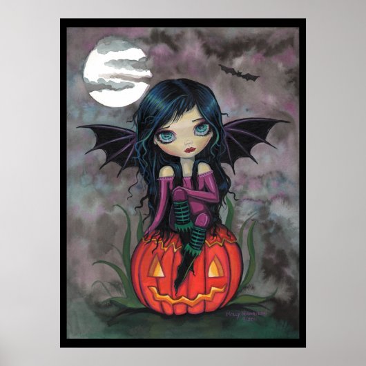 Pompoen Pixie Halloween Schattige Vampier Poster (Voorkant)