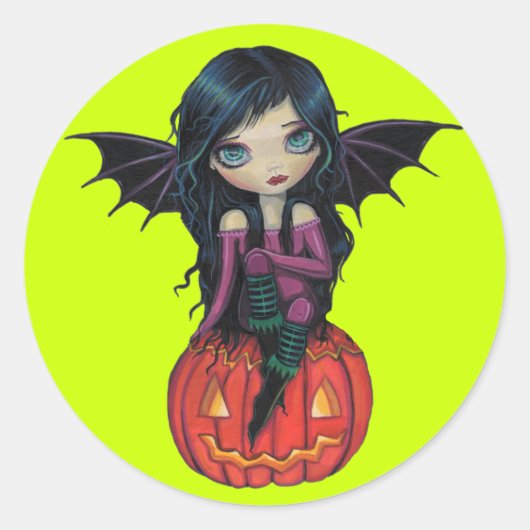 Pompoen Pixie Halloween Stickers (Voorkant)