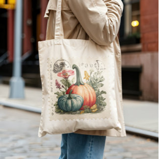  pompoen postzegel Herfst Oogst Grote Tote Bag