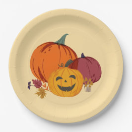 Pompoen praat over papieren Borden Bordje