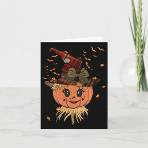 Pompoen Reaper Hoofd En Hoed Herfst Vintage Hallow Kaart
