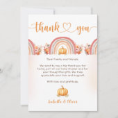 Pompoen regenboog Herfst Baby shower dank u kaart (Voorkant)