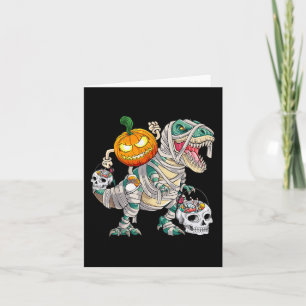 Pompoen Rijden Mummy Dinosaurus Trex Halloween Fun Kaart