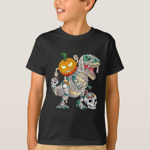 Pompoen Rijden Mummy Dinosaurus Trex Halloween Fun T-shirt