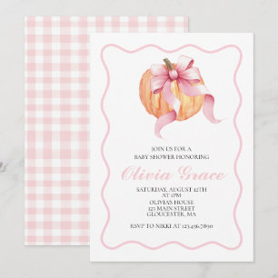 Pompoen Roze boog Plaid baby shower Kaart