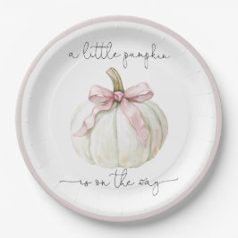 Pompoen & Roze Bow Baby shower Papieren Bordje