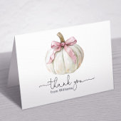 Pompoen & Roze Bow Gevouwen Dank u kaart
