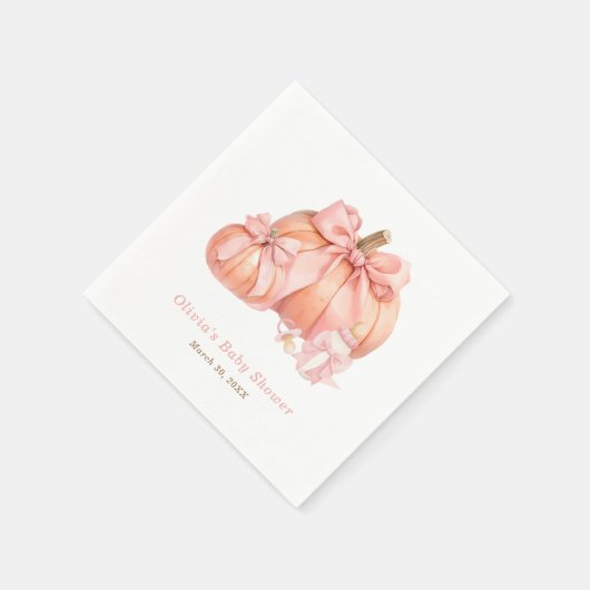 Pompoen Roze Bow Girl Baby shower Servetten (Hoek)