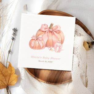 Pompoen Roze Bow Girl Baby shower Servetten